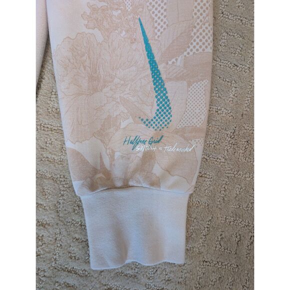 Nike Halftone Grid Hoodie Sweatshirt Mens XL Tan Turquoise Hoodie Zipper Pocket - Picture 5 of 14